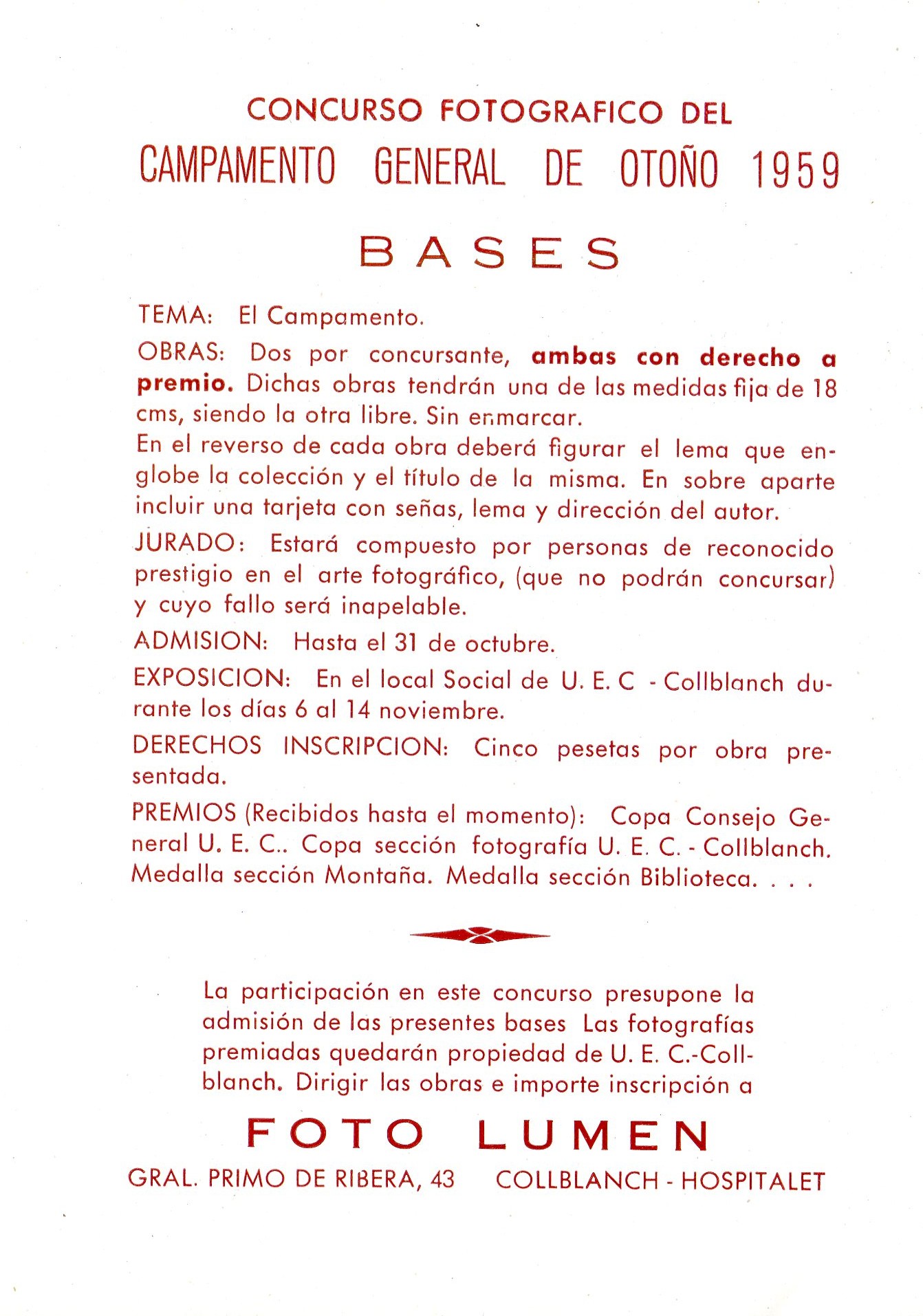 Campamento General UEC : Otoño 1959 : Días 10, 11 y 12 octubre Breda "Cor d'en Marc" - Miniatura 3